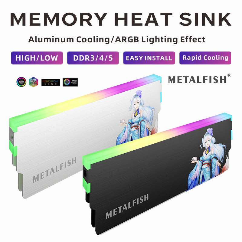 Ddr5 Memory - METALFISH DRAM Heatsink 5V-3PIN ARGB DDR3