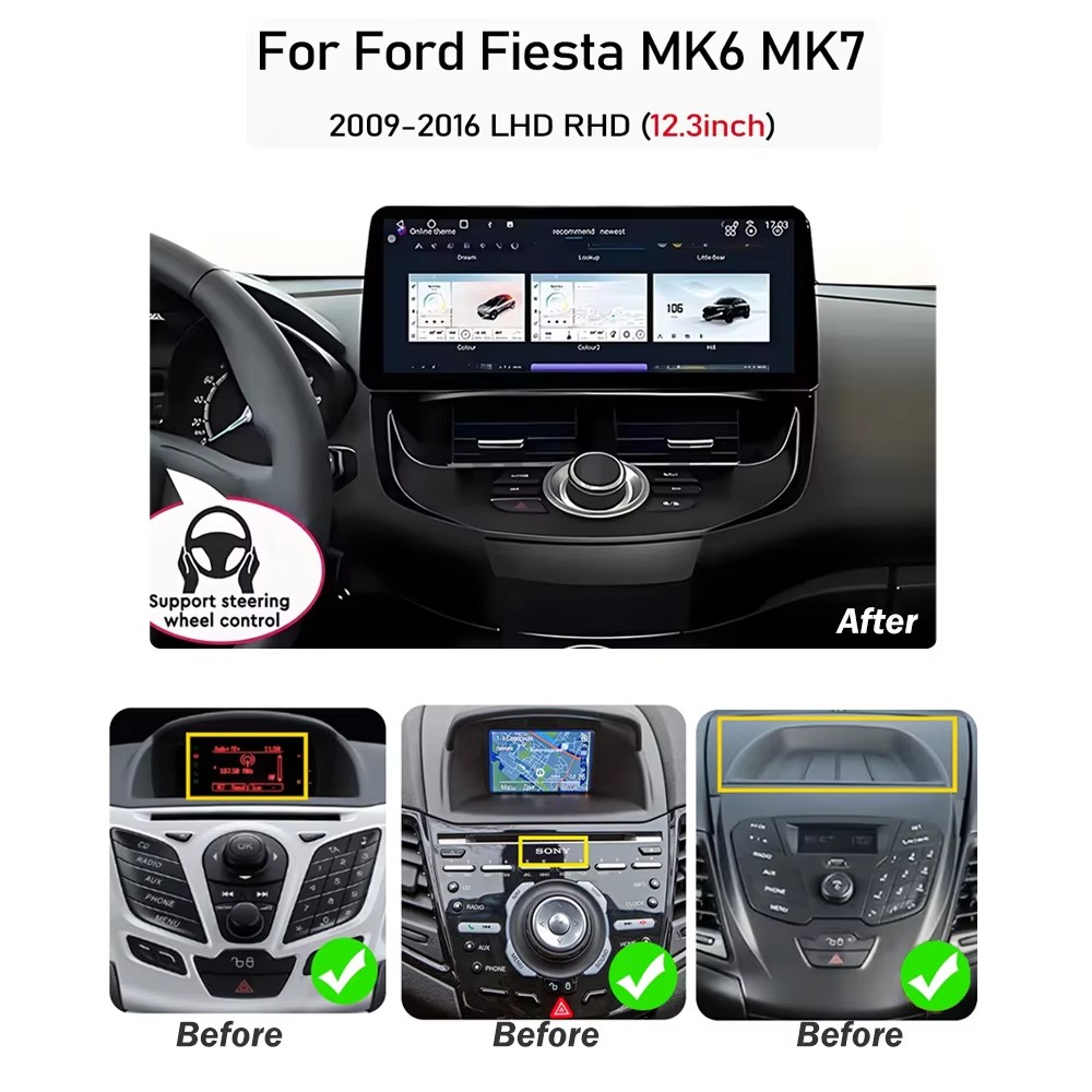 12.3 inch For Ford Fiesta MK6  - огляд і ціна Ddr5 8Gb