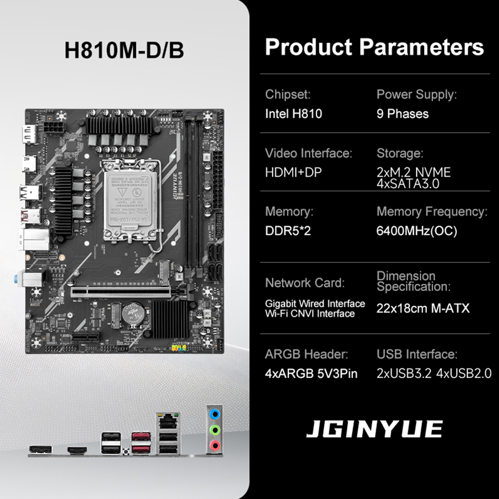 JGINYUE H810 Motherboard Intel - огляд і ціна Ddr5 64Gb